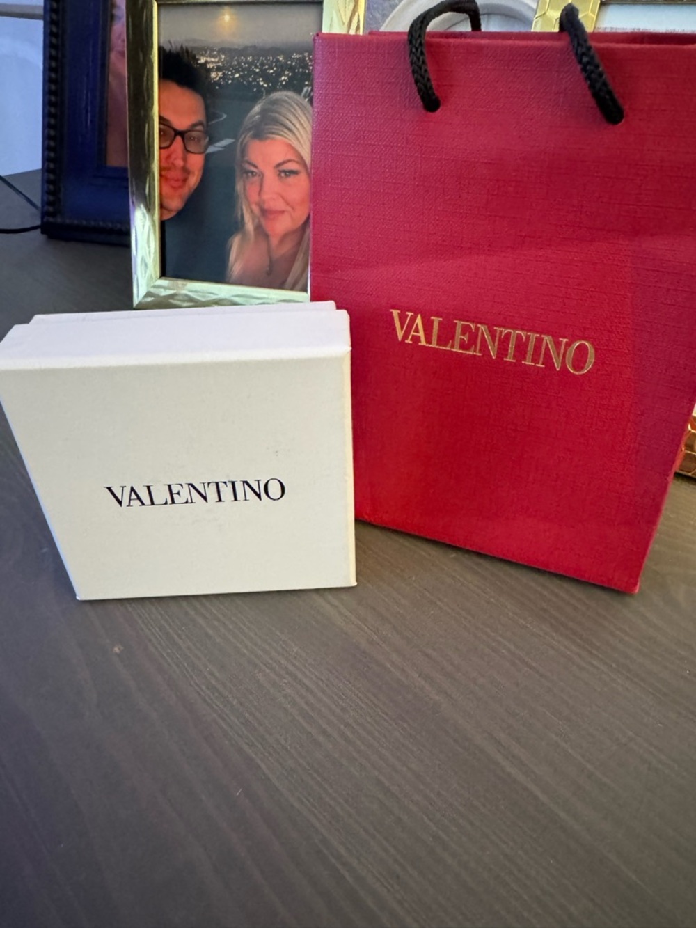 Silver Valentino  Hoop Earrings with Crystal Accents - Picture 8 of 8